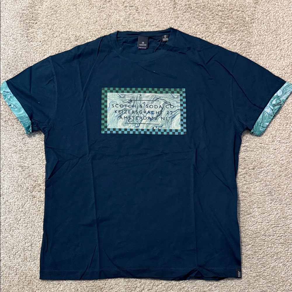 Scotch & Soda Men's Graphic Tee in Deep Blue